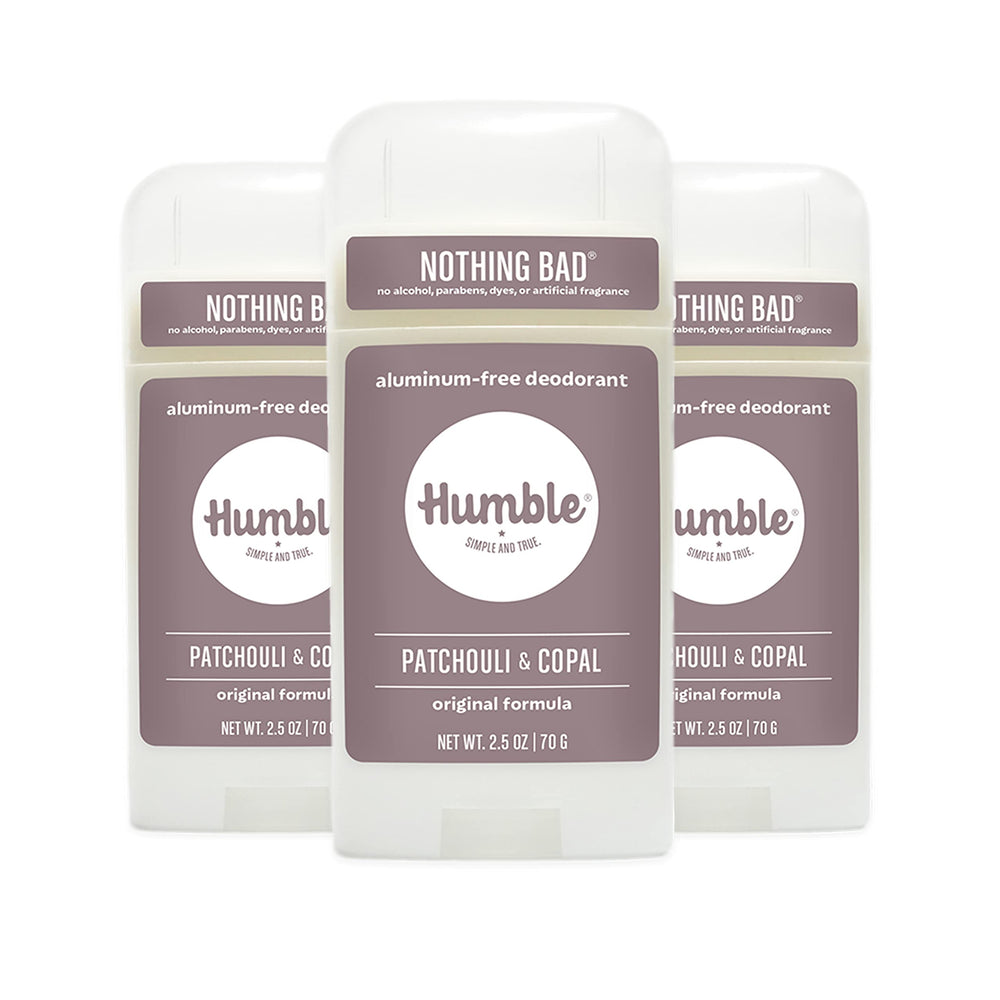 Humble Brands Original Formula deodorant pack of 3, front view, long-lasting odor control.