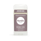 Humble Deodorant Stick: Patchouli Copal Frankincense, top view for everyday fragrance and protection.