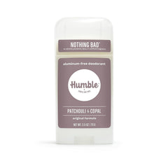 Humble Deodorant Stick: Patchouli Copal Frankincense, top view for everyday fragrance and protection.