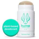 Hume Supernatural: desodorante sin aluminio, botella close-up, uso diario.