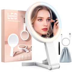 HUNCAB travel makeup mirror with lights, compact and ready for on-the-go touch-ups.