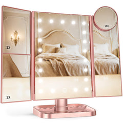 HUONUL makeup mirror with lights shows 2x/3x/10x magnification for precise tasks.