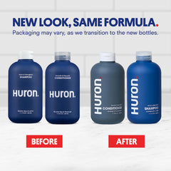 Huron Hair Duo conditioner bottle provides hydration and smoothness