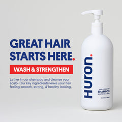 Huron Men’s Fresh Scent Daily Shampoo lather in hand for daily cleansing.