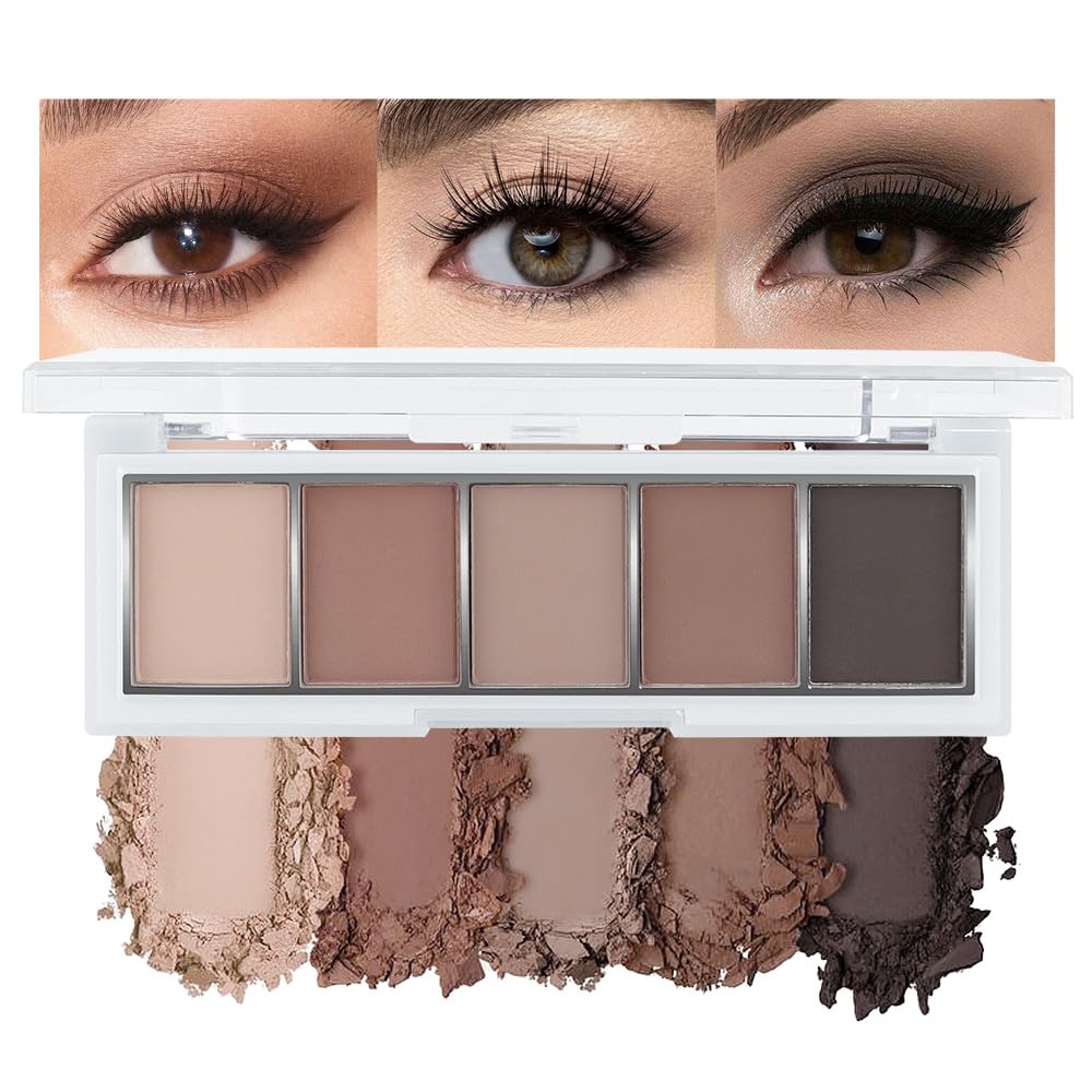 Hxssll Matte Neutral Cool Brown Eyeshadow Palette soft beige matte swatches for everyday natural looks