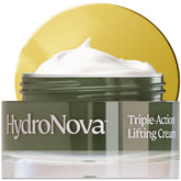 HYDRONOVA anti-aging moisturizer on the face showing firming and smoothing potential