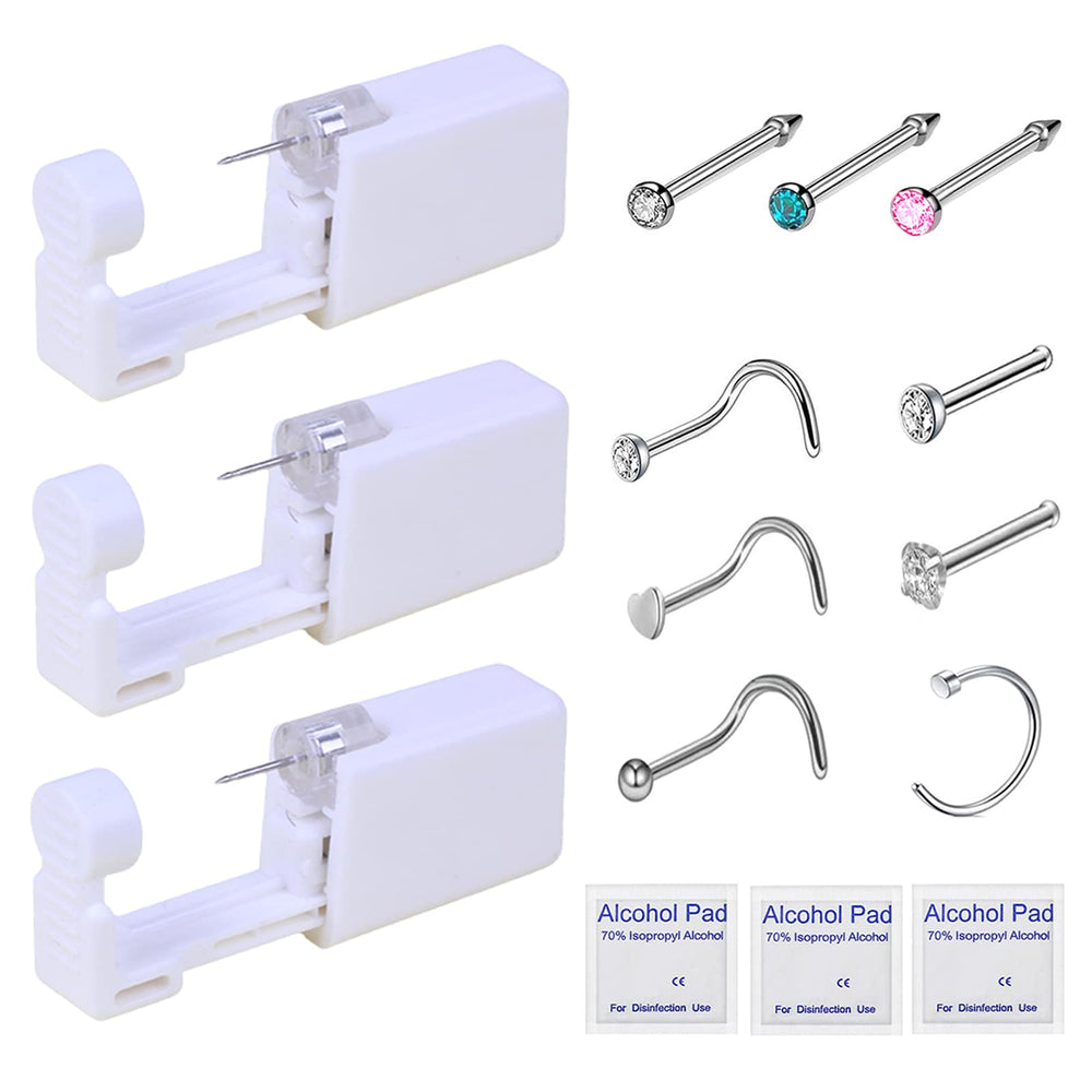 HYJLPAF nose piercing kit 3-pack contents for easy at-home piercing