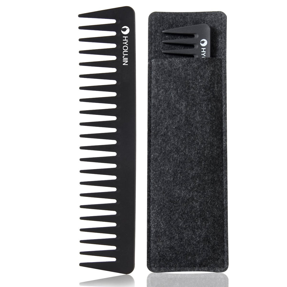 HYOUJIN 601 carbon wide-tooth comb for wet hair with smooth detangling.