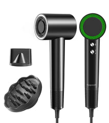 Hyspeedh hair dryer front view for comfortable grip and fast drying.
