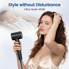 Hyspeedh hair dryer side view highlighting ergonomic design for easy handling.