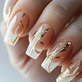 HZJXRT 24Piezas uñas postizas adhesivas curva blanca para acabado limpio y rápido.