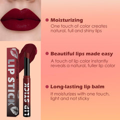 Close-up of creamy texture with shimmer from IATMOMOD lipstick.