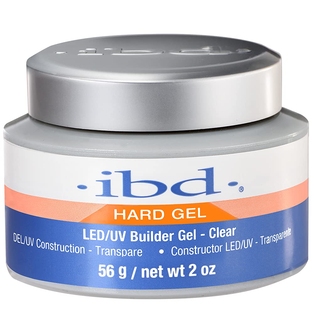 IBD Gel duro LED/UV transparente de 2 oz, ideal para capas de unión y extensiones de uñas