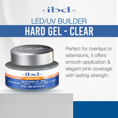 IBD LED UV Gel Clear Bottle: LED/UV-curable formula for salon-grade nail durability.