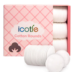 ICOTLE cotton rounds in sturdy packaging, ideal for gifting and storage.