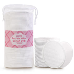ICOTLE large oval cotton pads shown in a 70-count pack for gentle makeup removal.