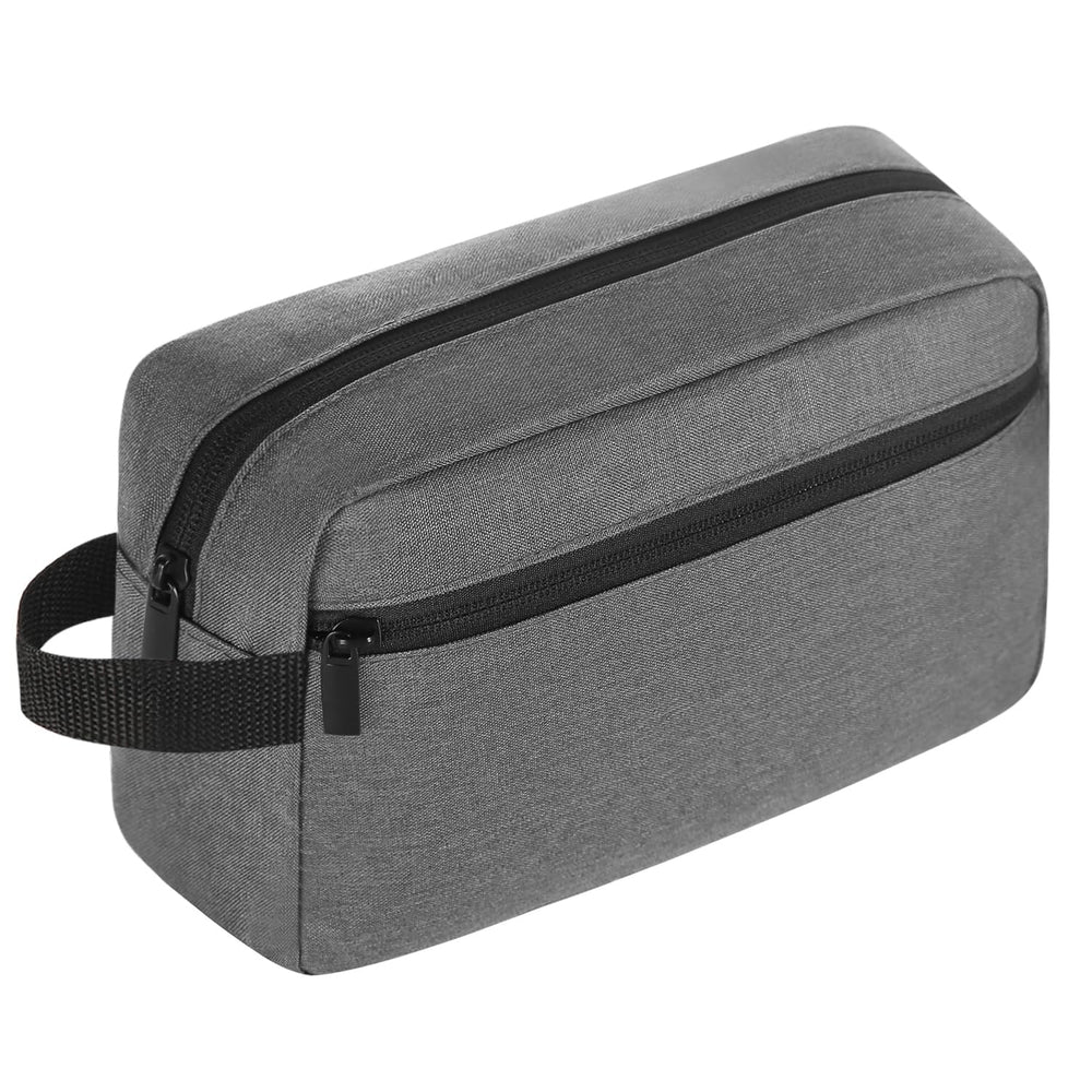 Icramsy travel toiletry bag grey front view for organized packing on the go