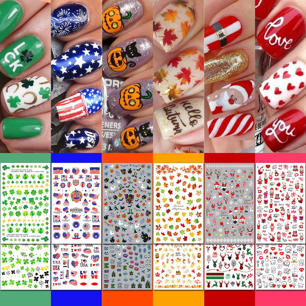 IDDFEVE pegatinas para uñas de Navidad con acabado brillante y duradero.