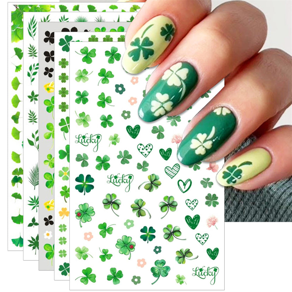 IDDFEVE shamrock collection nail stickers add festive shine on nails