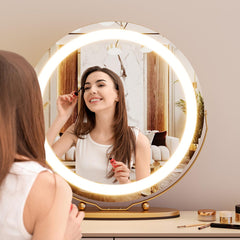 IDEALHOUSE vanity mirror with 360-degree rotation for flexible grooming angles