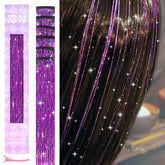IDN Beauty hair tinsel clip-in with purple sparkle for a vibrant party look.