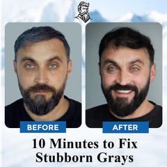 iemokoda beard and hair dye bottle in use for seamless color application.