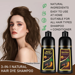 iemokoda Chestnut Brown Hair Dye Shampoo application in progress for quick gray coverage.