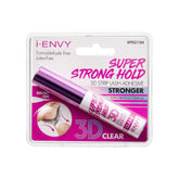 iENVY lash glue clear bottle shows strong all-day hold for 3D lashes.
