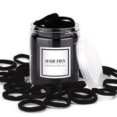 iFwevs 50pcs black hair ties for everyday ponytails offer secure hold without damage.