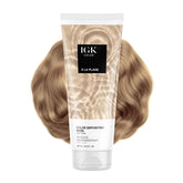 IGK A La Plage light sand bottle shows color-depositing mask packaging for hydration.