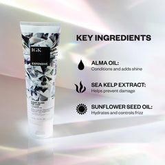IGK Expensive bottle pour illustrates easy application and protection