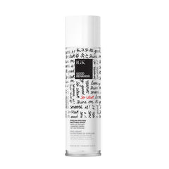 IGK Good Behavior smoothing spray bottle on vanity delivers frizz control and shine