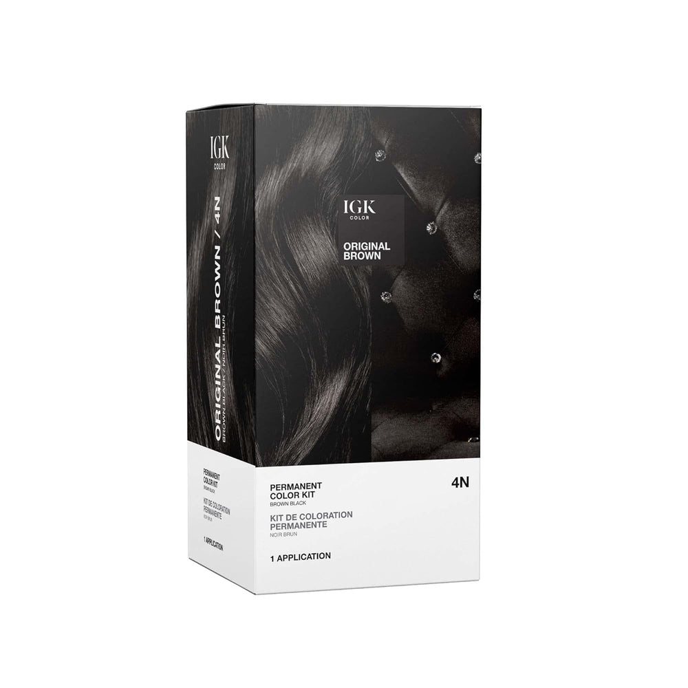 IGK Permanent Hair Dye Color Kit bottle pour for precise gray coverage.