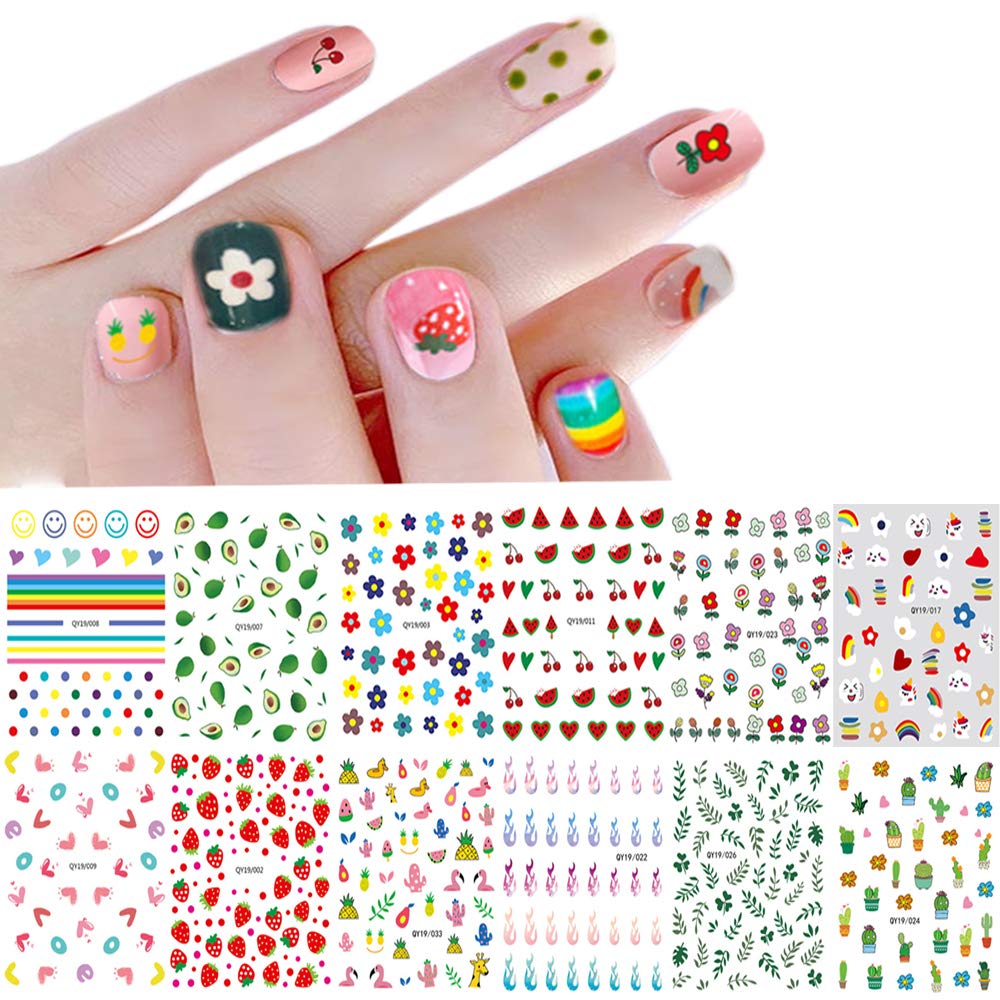 IHUKEIT set de stickers para uñas, 12 láminas, decoraciones variadas para uñas.