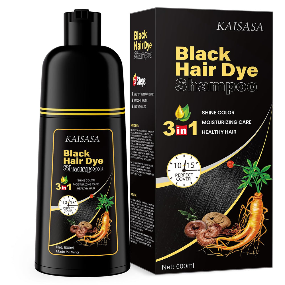 IIIMEIDU 3-in-1 black hair dye shampoo gray coverage for a youthful look