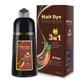 IIIMEIDU Meidu dark brown hair dye shampoo bottle showing quick color action