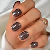 Uñas IKISKT con brillo glitter negro para uso diario