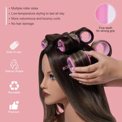 IKOCO Hair rollers with clips and comb arranged for easy styling.