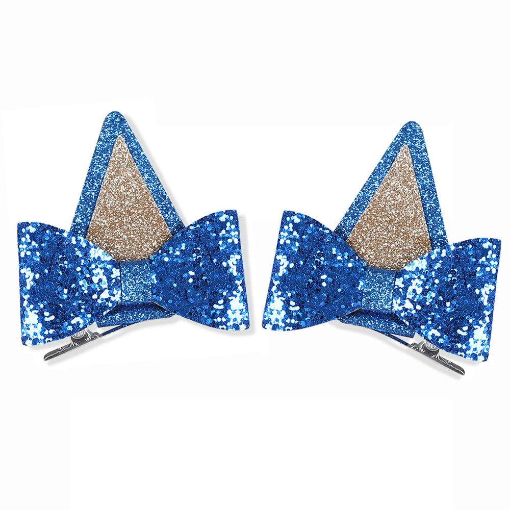 IKUHRMO orejas azules para pelo con brillo, ideal para fiestas y disfraces