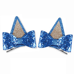 IKUHRMO orejas azules para pelo con brillo, ideal para fiestas y disfraces
