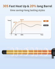 IKV curling wand LCD display enables precise heat control.