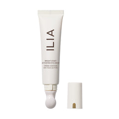 ILIA Bright Start eye cream tube with cooling massage tip for soothing, refreshed eyes.