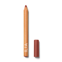 ILIA Lip Sketch Hydrating Crayon Genre swatches show soft-matte color with lasting hydration.