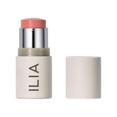 ILIA Multi-Stick Whisper lip-cheek swatch for buildable peach-pink color.