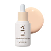 ILIA Super Serum Skin Tint bottle shows SPF 40 protection with a dewy finish.