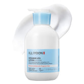 Illiyoon Ceramide Ato Lotion bottle close-up highlighting rich hydration for all skin types