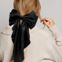 illpta elegant black satin bow clip to elevate outfits