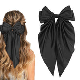 illpta silky satin bow with long-tail clip for secure, elegant styling