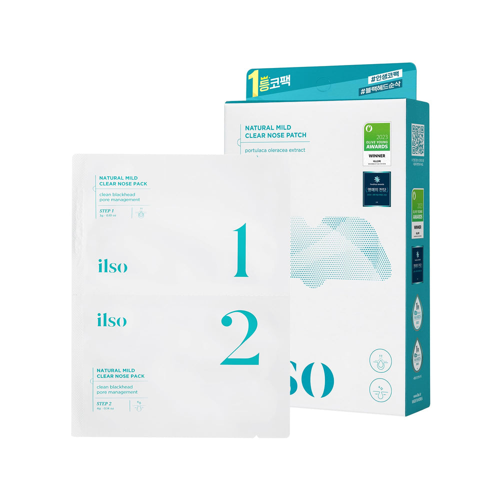 ilso Natural Mild Clear Nose Patch box showing packaging and product in skincare line