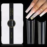 HWHUNO XL Tapered Square Nail Tips No C Curve,500Pcs Clear Medium Half Cover Long Coffin Acrylic Nails Tips Preshaped for Professional Manicure Salon and Home DIY